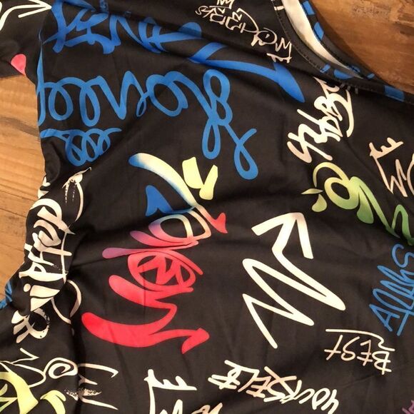 Off shoulder graffiti print bodycon cinched dress homemade - Picture 10 of 10